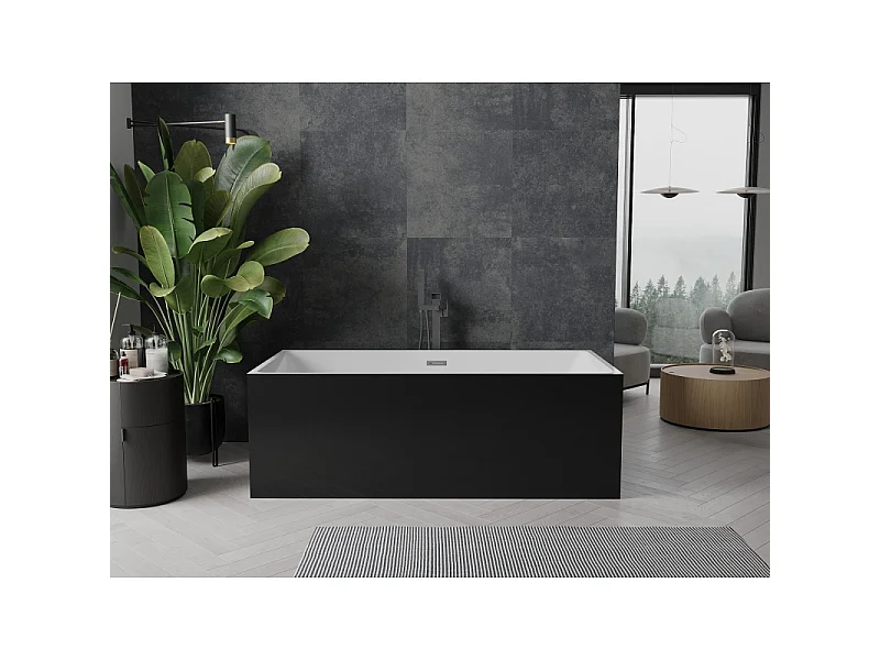 Mexen Nita vrijstaande badkuip 170 x 80 cm, wit/zwart, overloop gun metal - 52091708075-95
