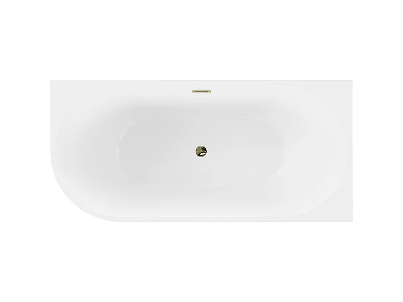 Mexen Mia baignoire autoportante d'angle droite 160 x 80 cm, blanche/noire, trop-plein doré - 52691608075P-50