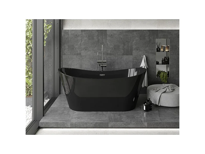 Mexen Montana baignoire autoportante 170 x 80 cm, noire, trop-plein chromé - 52011708070-01