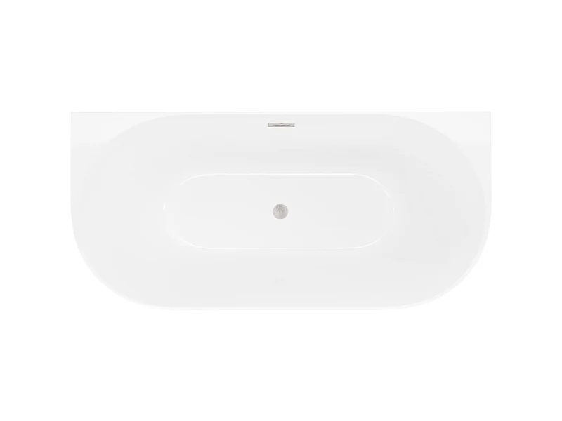 Mexen Oval Slim freestanding back-to-wall bathtub 170 x 80 cm, white, brushed nickel overflow - 52661708000-97