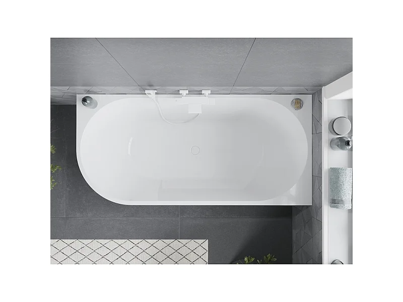 Mexen Mia freestanding right corner bathtub 180 x 80 cm, white, overflow white - 52691808000P-20