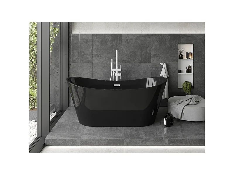 Mexen Montana baignoire autoportante 170 x 80 cm, noire, trop-plein blanc - 52011708070-20