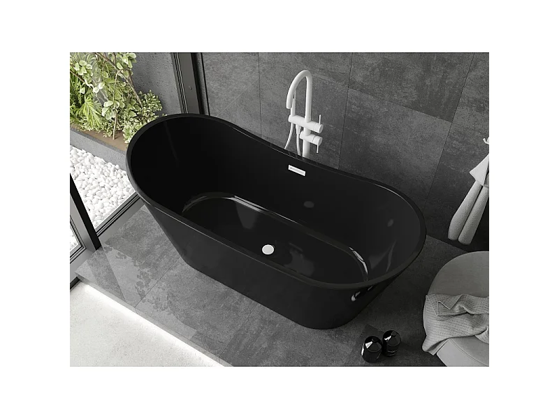Mexen Montana baignoire autoportante 170 x 80 cm, noire, trop-plein blanc - 52011708070-20