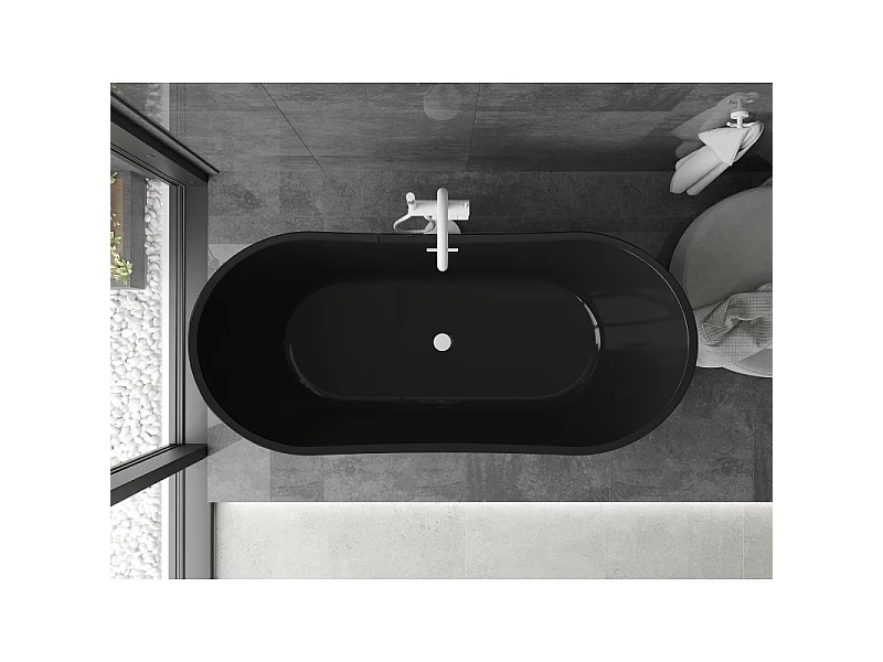 Mexen Montana baignoire autoportante 170 x 80 cm, noire, trop-plein blanc - 52011708070-20