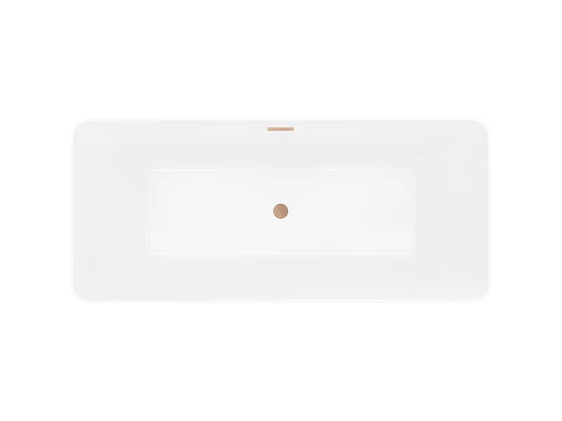 Mexen Velo Slim fritstående badekar 170 x 75 cm, hvid/sort, børstet kobberoverløb - 52811707575-65