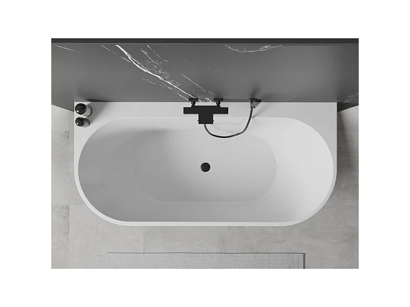 Mexen Oval+ free-standing wall-attached bathtub 170 x 80 cm, white, black overflow - 52681708000-70