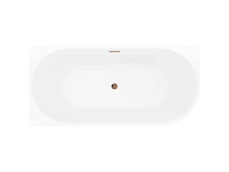 Mexen Silo freestanding corner left ribbed bathtub 150 x 75 cm, white/gray, overflow rose gold - 52891507562L-60