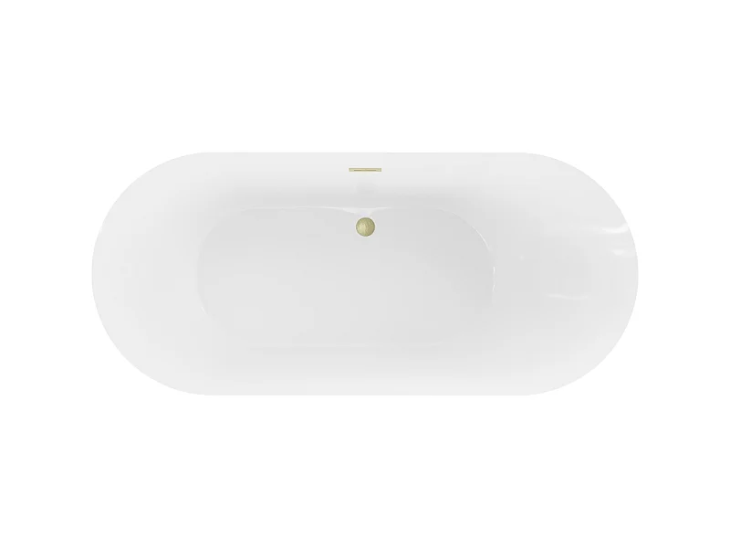 Mexen Roxy banheira independente 180 x 85 cm, branco/preto, extravasor dourado escovado - 51201808575-55