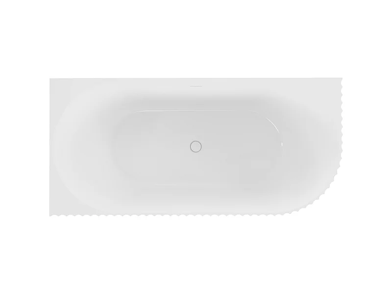 Mexen Gia banheira independente de canto canelada esquerda 150 x 75 cm, branco brilho, transbordamento branco - 52701507500L-20