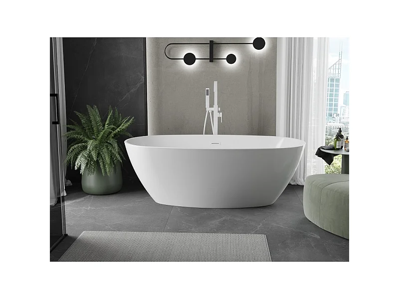 Mexen Eris baignoire autoportante 155 x 80 cm, blanche, trop-plein blanc - 53441558000-20
