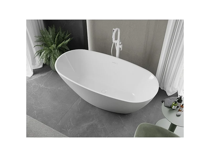 Mexen Eris baignoire autoportante 155 x 80 cm, blanche, trop-plein blanc - 53441558000-20