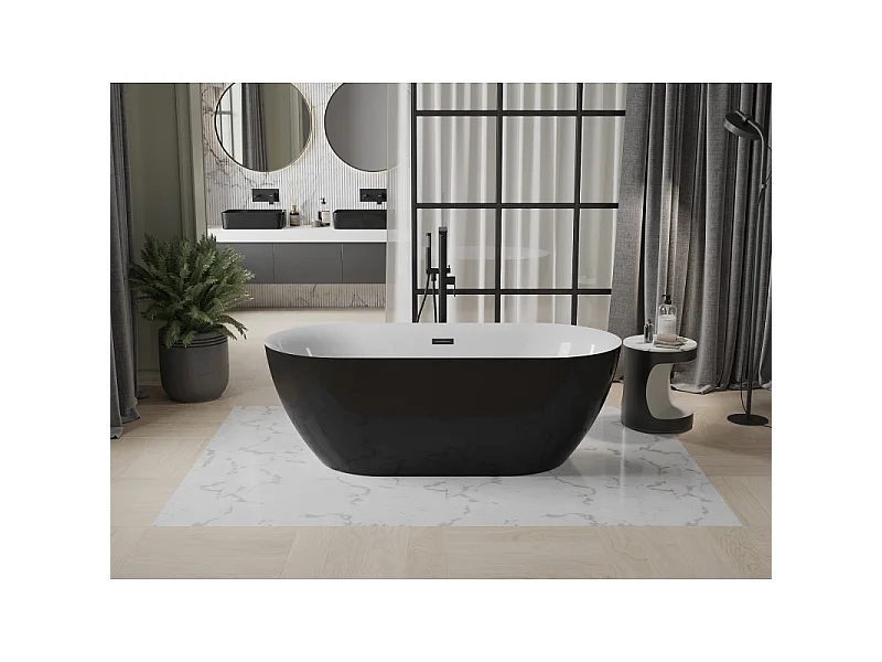 Mexen Roxy Freestanding Bathtub 67 x 31 in, White/Black, Black Overflow - 51201708075-70
