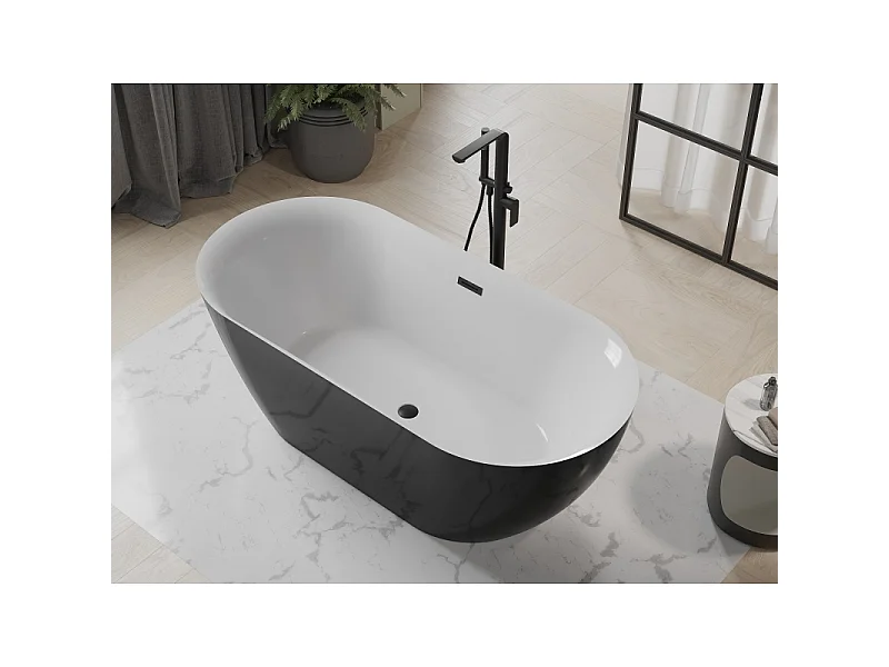 Mexen Roxy Freestanding Bathtub 67 x 31 in, White/Black, Black Overflow - 51201708075-70