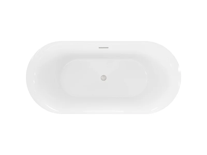 Mexen Roxy vrijstaande badkuip 170 x 80 cm, wit, overloop geborsteld nikkel - 51201708000-97