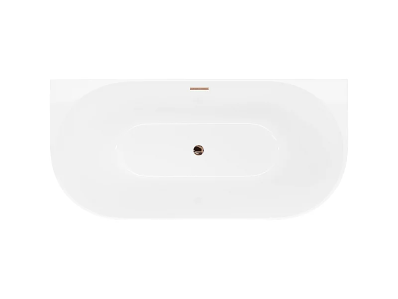 Mexen Oval Slim vrijstaande aan de muur bevestigde badkuip 170 x 80 cm, wit, overloop roségoud - 52661708000-60