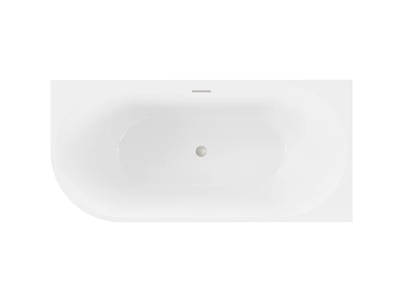 Mexen Mia freestanding corner right bathtub 160 x 80 cm, white, brushed nickel overflow - 52691608000P-97