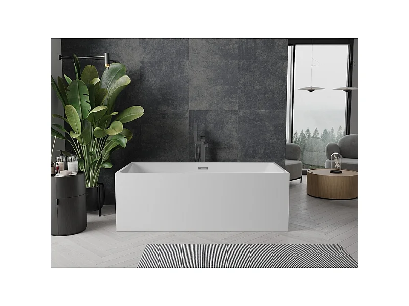 Mexen Nita freestanding bathtub 170 x 80 cm, white, brushed gun gray overflow - 52091708000-66
