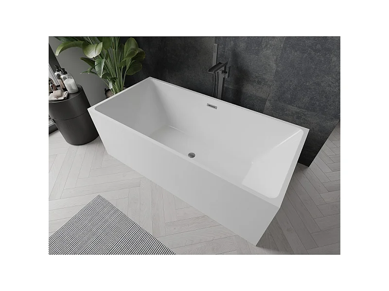Mexen Nita freestanding bathtub 170 x 80 cm, white, brushed gun gray overflow - 52091708000-66