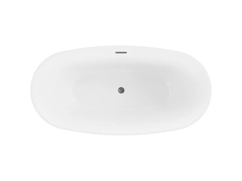 Mexen Eris freestanding bathtub 155 x 80 cm, white, brushed gun gray overflow - 53441558000-66