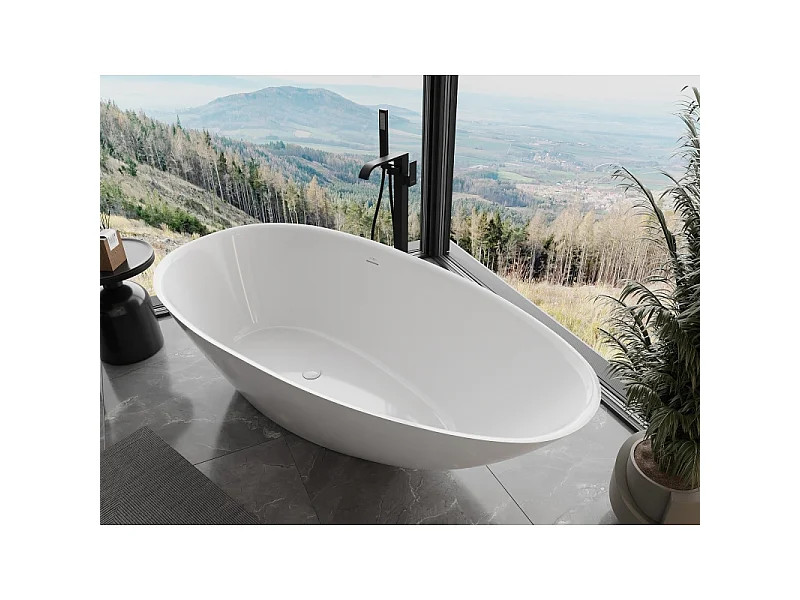 Mexen Milano freestanding bathtub made of conglomerate 170 x 86 cm, white gloss - 57301708510