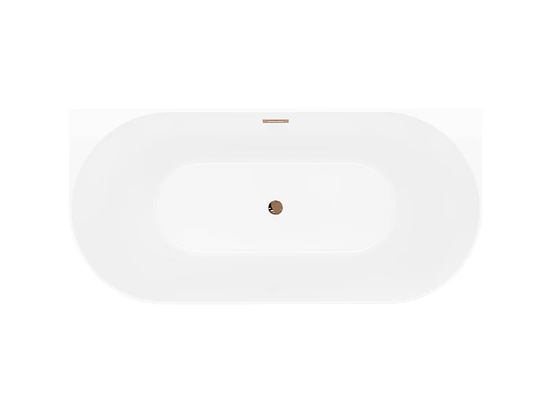 Mexen Oval Slim fritstående badekar mod væg 170 x 80 cm, hvid/sort, overløb rosa guld - 52661708075-60