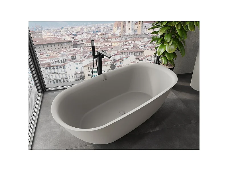 Mexen Siena baignoire autoportante en conglomérat 170 x 80 cm, béton mat - 57291708061
