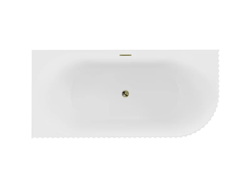 Mexen Gia banheira independente de canto com ranhuras à esquerda 170 x 80 cm, branco mate, transbordo dourado - 52701708001L-50