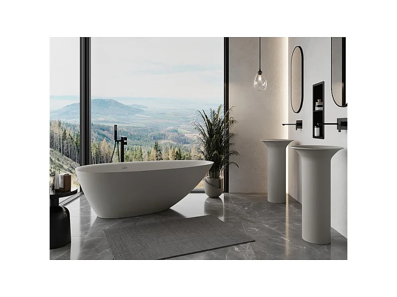 Mexen Milano free-standing bathtub made of conglomerate 150 x 82 cm, matte concrete - 57301508561