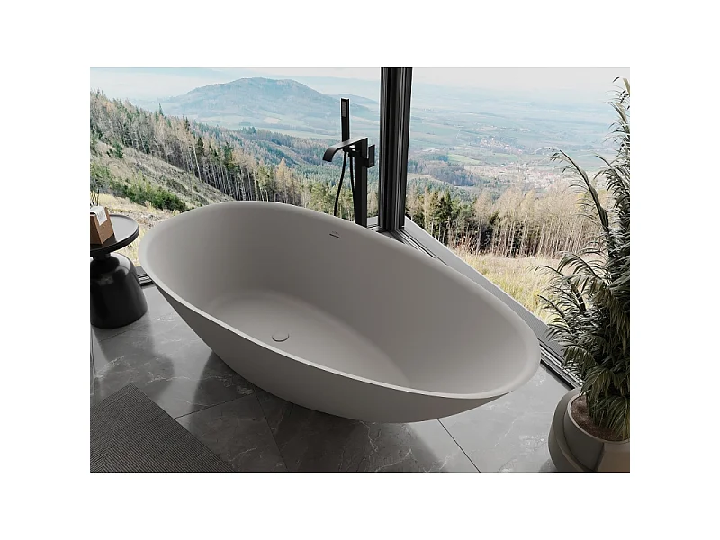 Mexen Milano free-standing bathtub made of conglomerate 150 x 82 cm, matte concrete - 57301508561