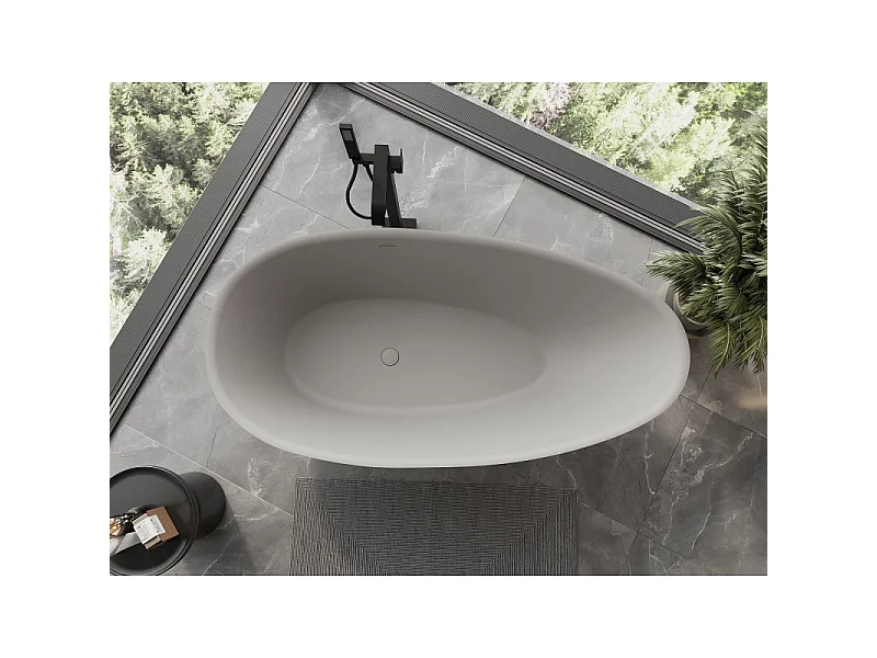 Mexen Milano free-standing bathtub made of conglomerate 150 x 82 cm, matte concrete - 57301508561