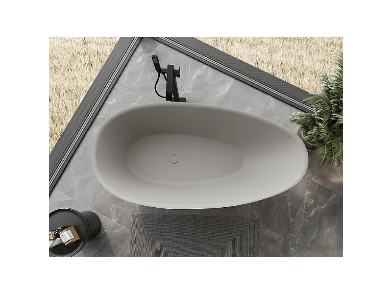Mexen Milano free-standing bathtub made of conglomerate 150 x 82 cm, matte concrete - 57301508561