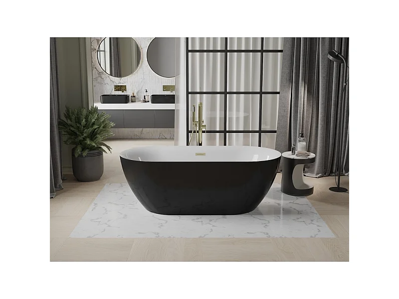 Mexen Roxy freestanding bathtub 67 x 31 inches, white/black, golden overflow - 51201708075-50
