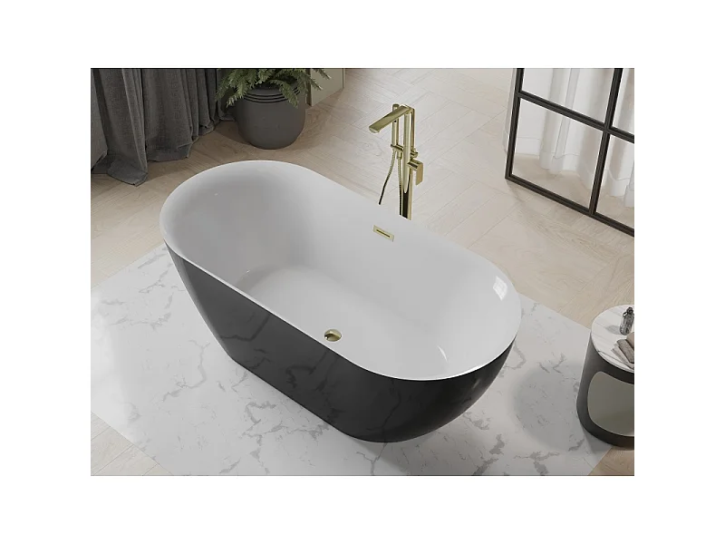 Mexen Roxy freestanding bathtub 67 x 31 inches, white/black, golden overflow - 51201708075-50