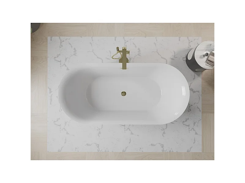 Mexen Roxy freestanding bathtub 67 x 31 inches, white/black, golden overflow - 51201708075-50