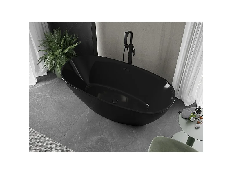 Mexen Eris baignoire autoportante 170 x 80 cm, noire, trop-plein noir - 53441708070-70