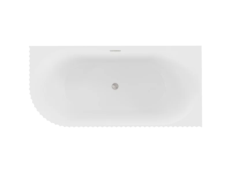 Mexen Gia vasca da bagno freestanding angolare rigata destra 170 x 80 cm, bianco opaco, troppopieno nichel spazzolato