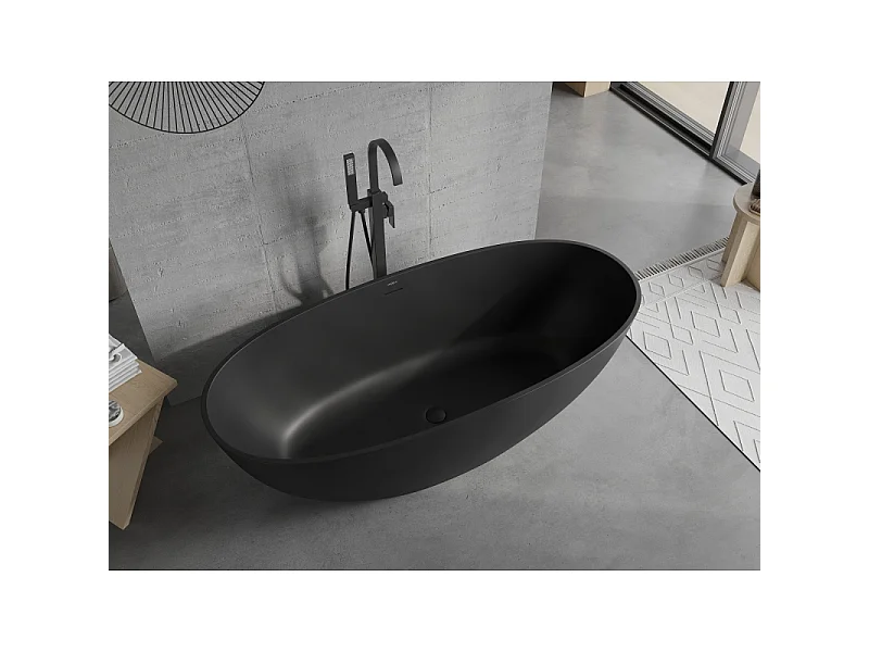Mexen Bari baignoire autoportante en conglomérat 165 x 75 cm, noir mat - 57221657570
