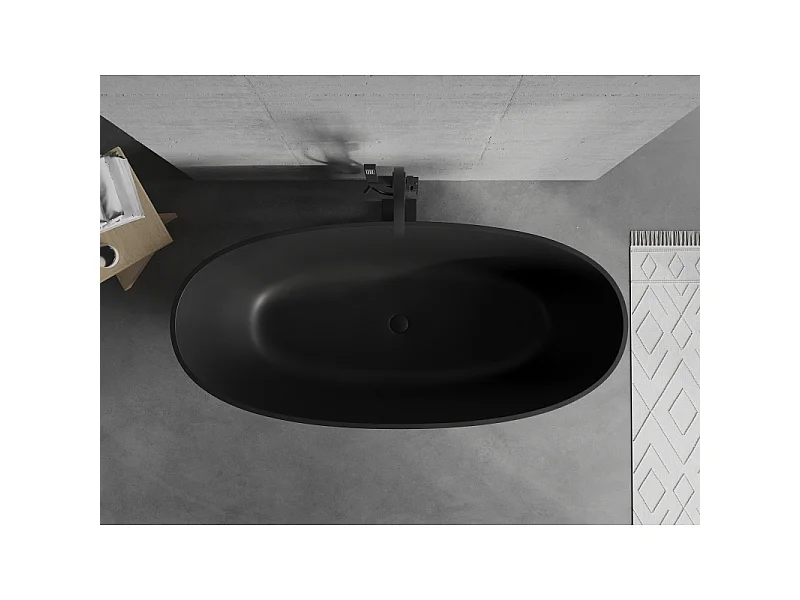 Mexen Bari baignoire autoportante en conglomérat 165 x 75 cm, noir mat - 57221657570
