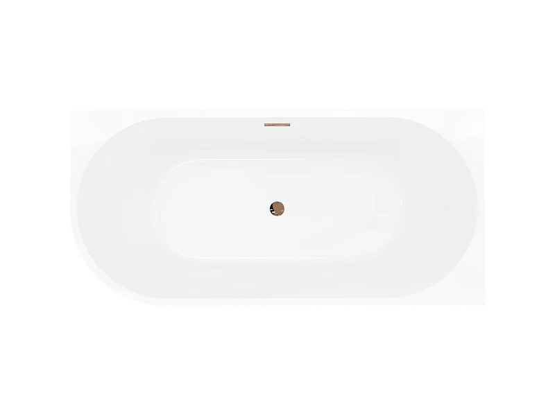 Mexen Silo freestanding corner right ribbed bathtub 150 x 75 cm, white/gray, pink gold overflow - 52891507562P-60