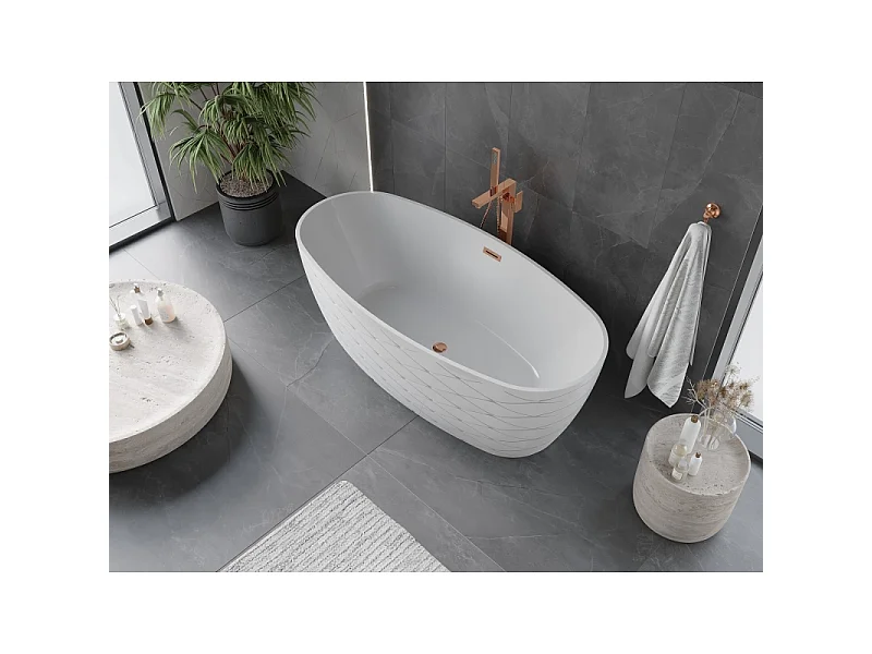 Mexen Olea vrijstaande badkuip patroon 170 x 80 cm, wit, overloop roze goud - 52821708000-60