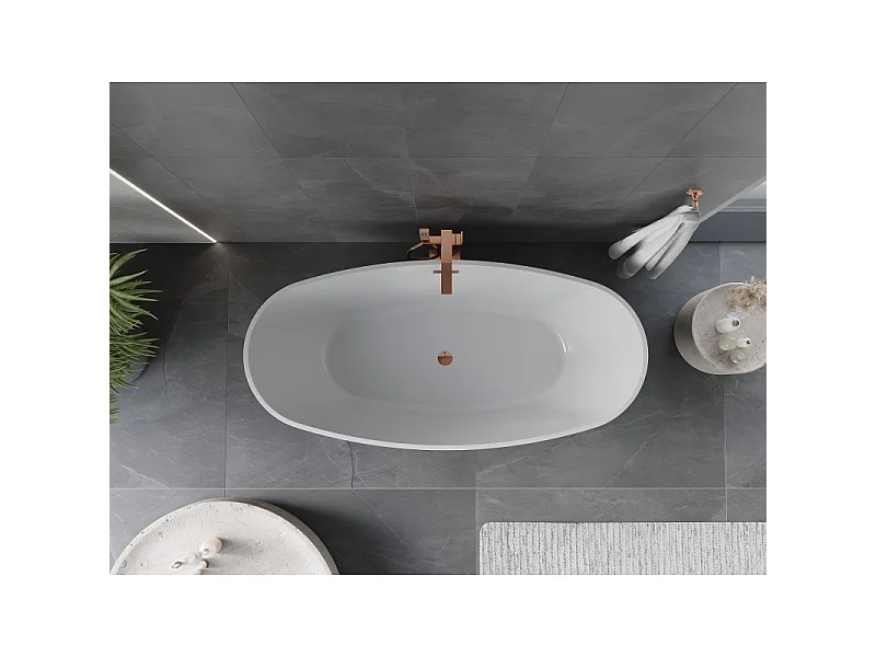 Mexen Olea vrijstaande badkuip patroon 170 x 80 cm, wit, overloop roze goud - 52821708000-60