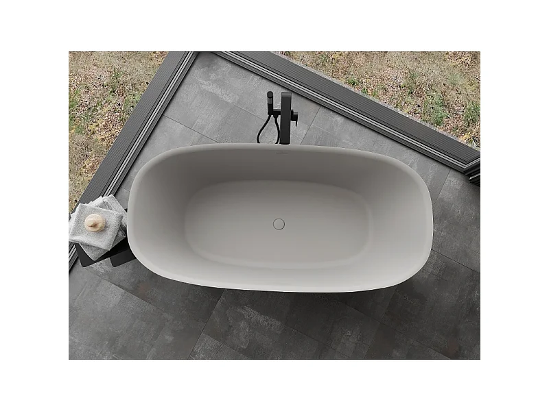 Mexen Como fritstående badekar af konglomerat 170 x 82 cm, beton mat - 57311708261