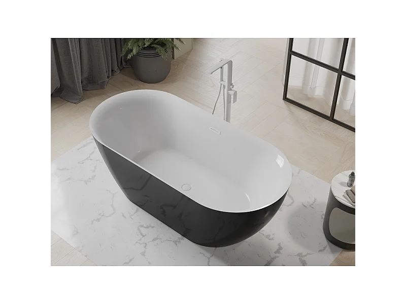 Mexen Roxy Free-standing Bathtub 67 x 31 in, White/Black, White Overflow - 51201708075-20