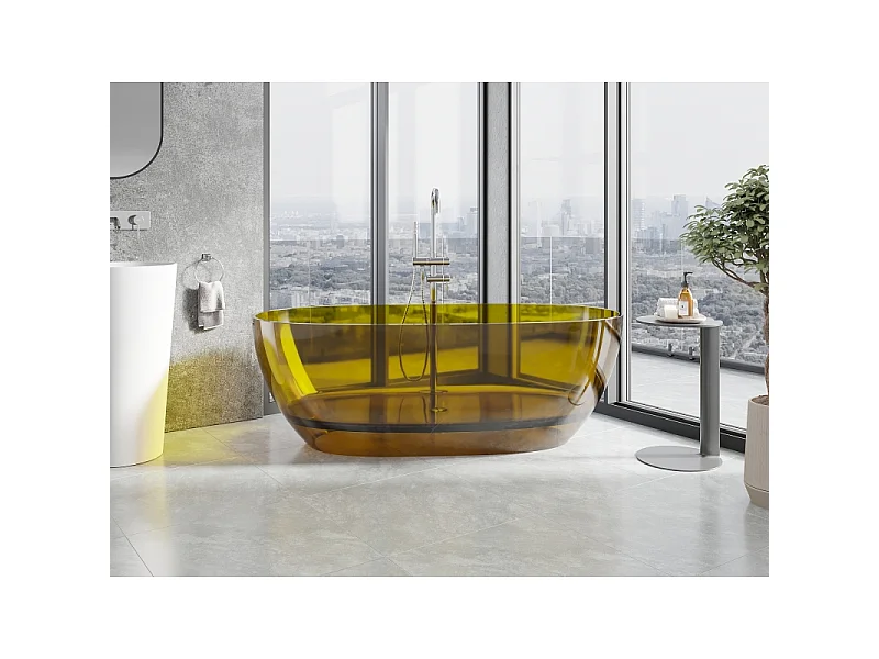 Mexen Pure honing vrijstaande transparante badkuip 170 x 80 cm, chroom stop - 58071708015