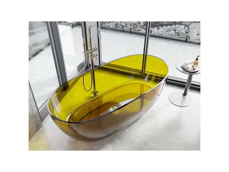 Mexen Pure honing vrijstaande transparante badkuip 170 x 80 cm, chroom stop - 58071708015