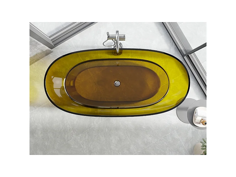 Mexen Pure honing vrijstaande transparante badkuip 170 x 80 cm, chroom stop - 58071708015
