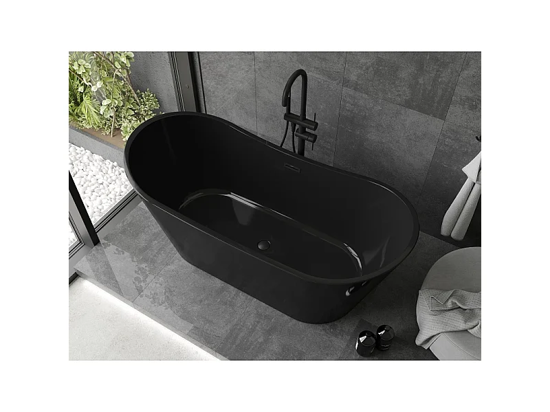 Mexen Montana baignoire autoportante 170 x 80 cm, noire, trop-plein noir - 52011708070-70