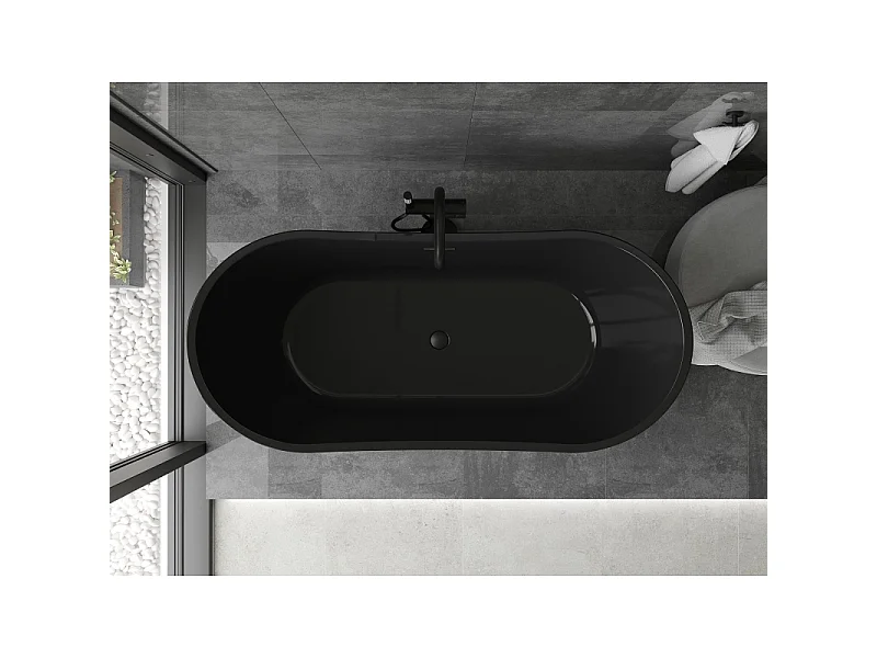 Mexen Montana baignoire autoportante 170 x 80 cm, noire, trop-plein noir - 52011708070-70