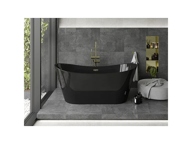 Mexen Montana baignoire autoportante 170 x 80 cm, noire, trop-plein doré - 52011708070-50