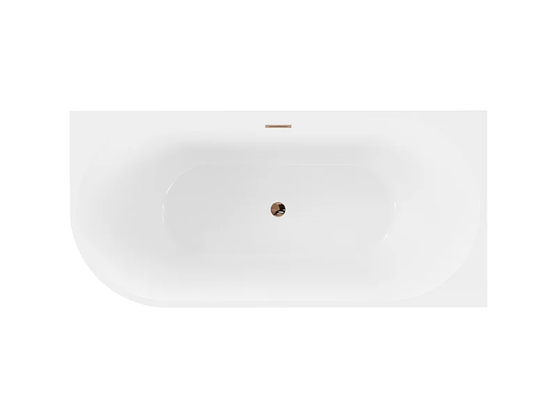 Mexen Mia right corner freestanding bathtub 160 x 75 cm, white, rose gold overflow - 52691607500P-60